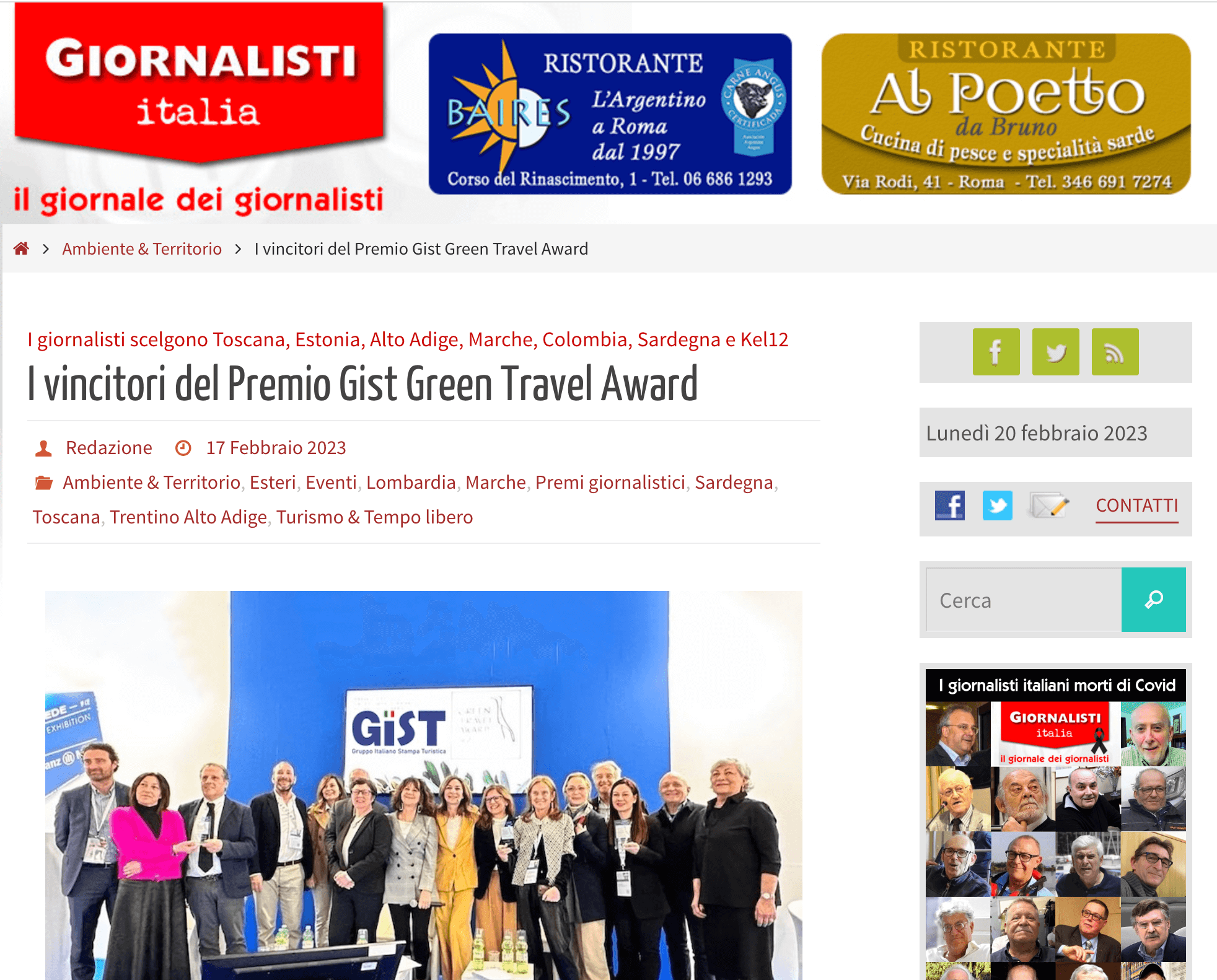 giornalisti italia premio gist